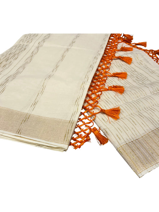 Southloom Kerala Cotton Kasavu Saree with Golden Thread Work