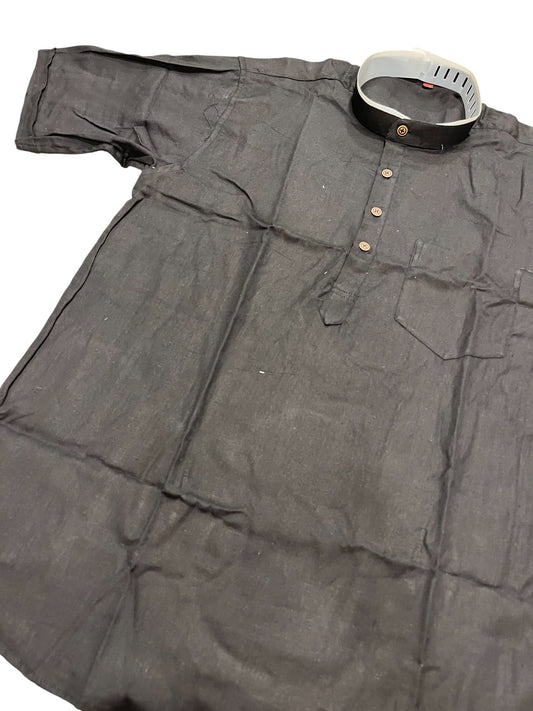 Southloom Black Short Cotton Kurta Shirt for Men