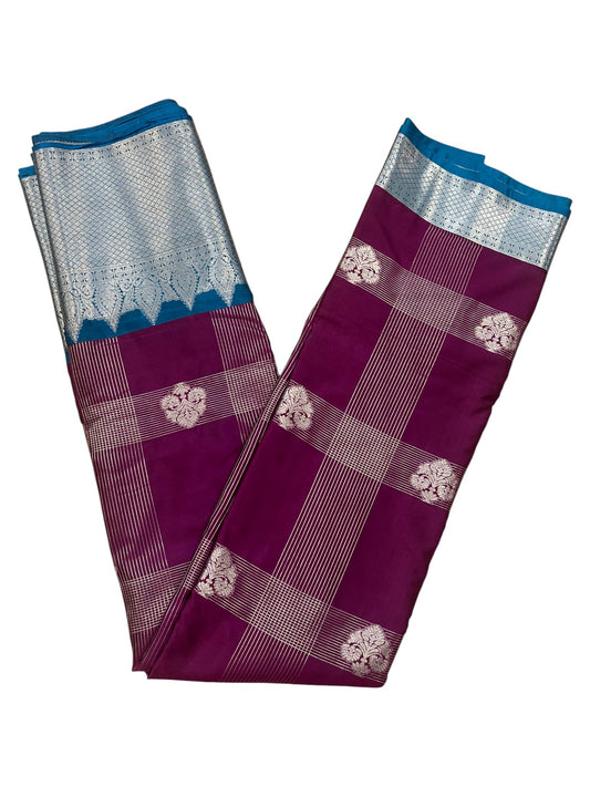 Southloom Banarasi Semi Silk Saree with Woven Work on Body(Purple)