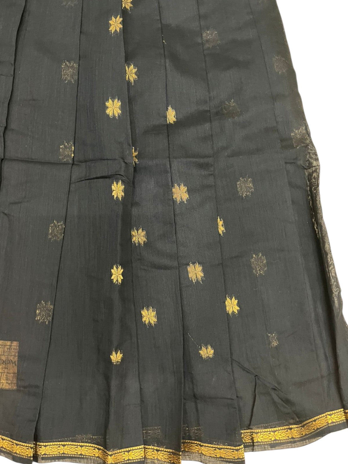 Southloom Kerala Cotton Kasavu Pavada Blouse with for Kids Black