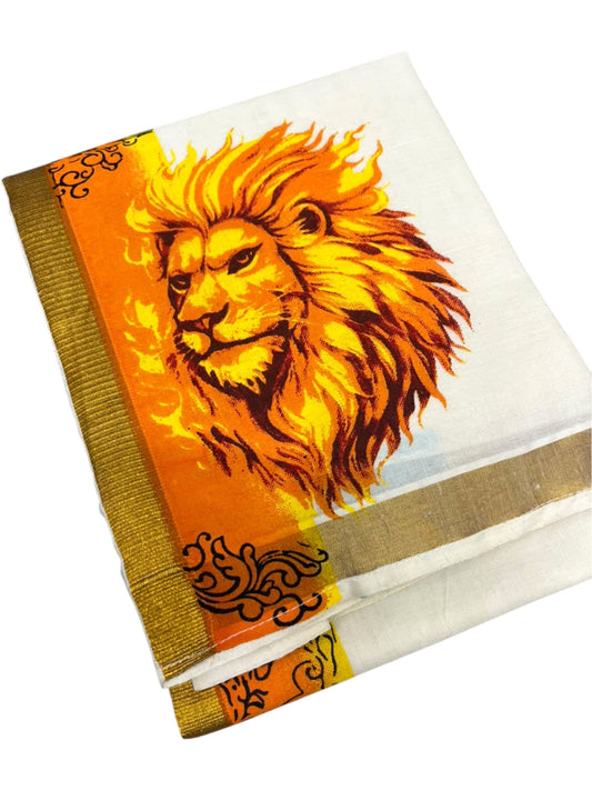 Southloom Cotton Kasavu Printed Kids's Velcro Mundu SLK