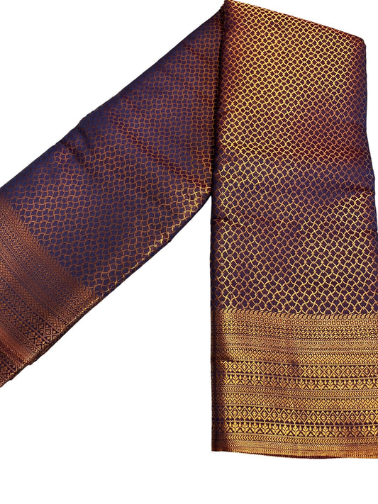 Southloom Brocade Silk Bridal Saree WIth Woven Borders And Blouse Piece