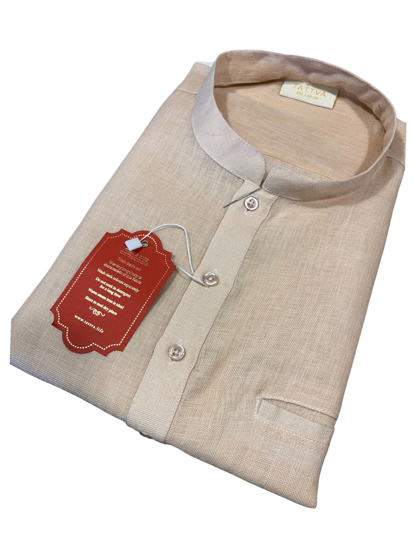 Southloom Semi Silk Short Kurta for Men in Beige Colour