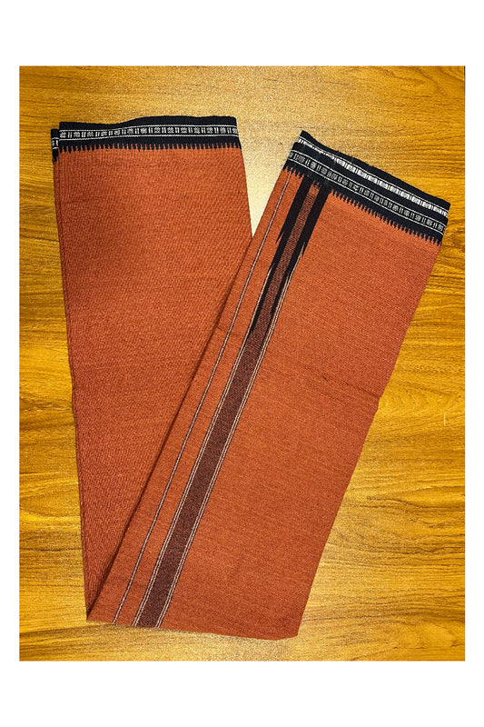 Southloom Saffron (Kaavi) Blue Printed Single Mundu / Lungi (South Indian Kerala Dhoti)