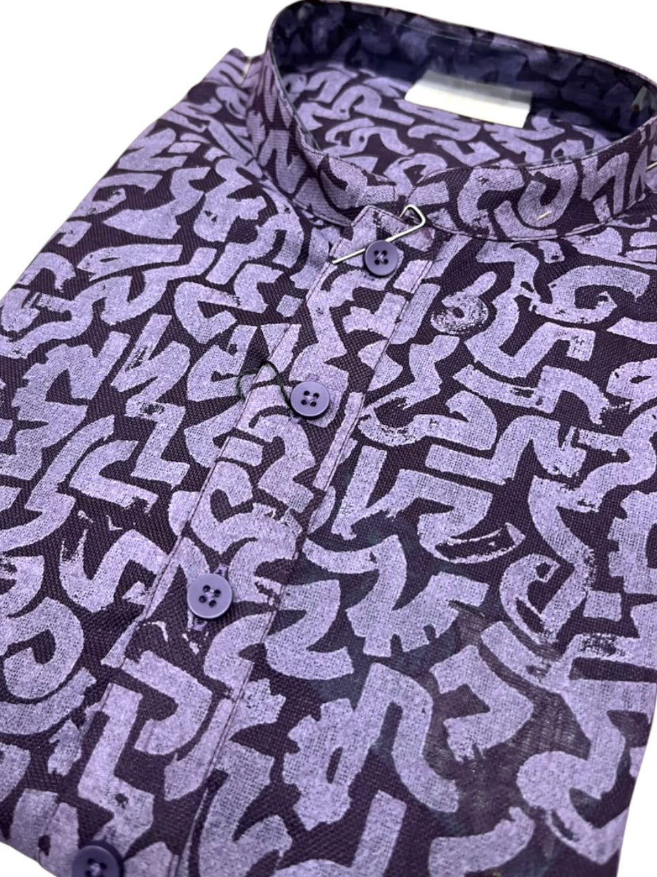 Southloom Purple Printed Semi Silk Short Kurta for Men SL590