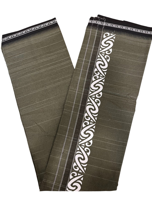 Southloom Green Printed Single Mundu / Otta Mundu / Lungi (South Indian Kerala Dhoti)