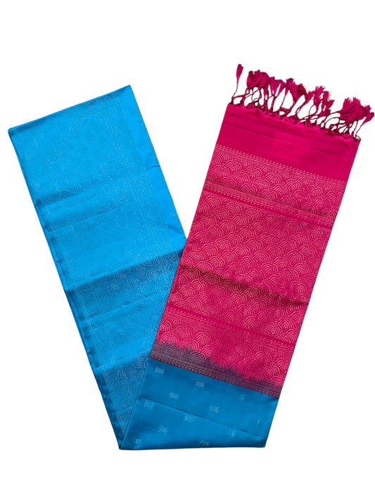 Southloom Pure Handloom Bridal Kanchipuram Silk Saree with Korvai Work (Blue & Magenta)