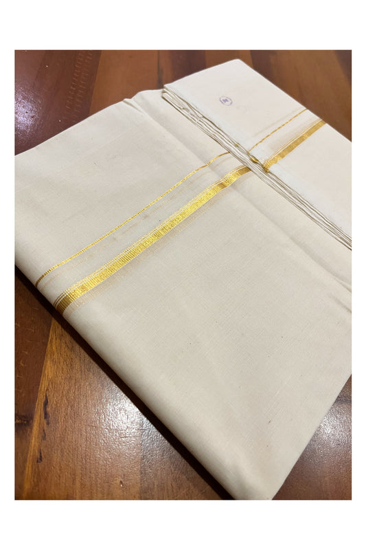 Southloom Premium Balaramapuram Unakkupaavu Handloom Kasavu Mundu with Thin Border (South Indian Kerala Dhoti)