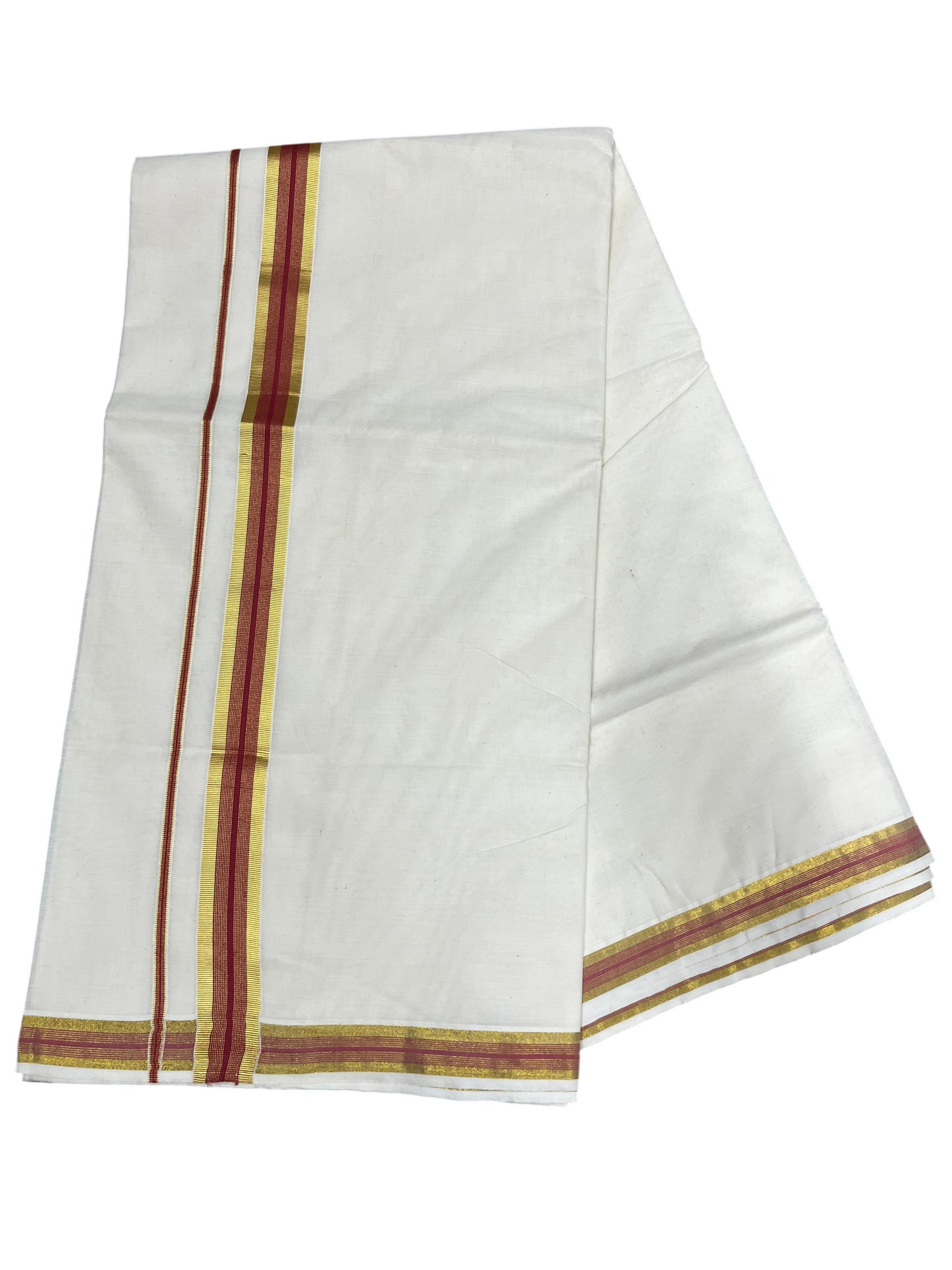Southloom Pure Cotton Kerala Saree with Kasavu and Brike Red Border