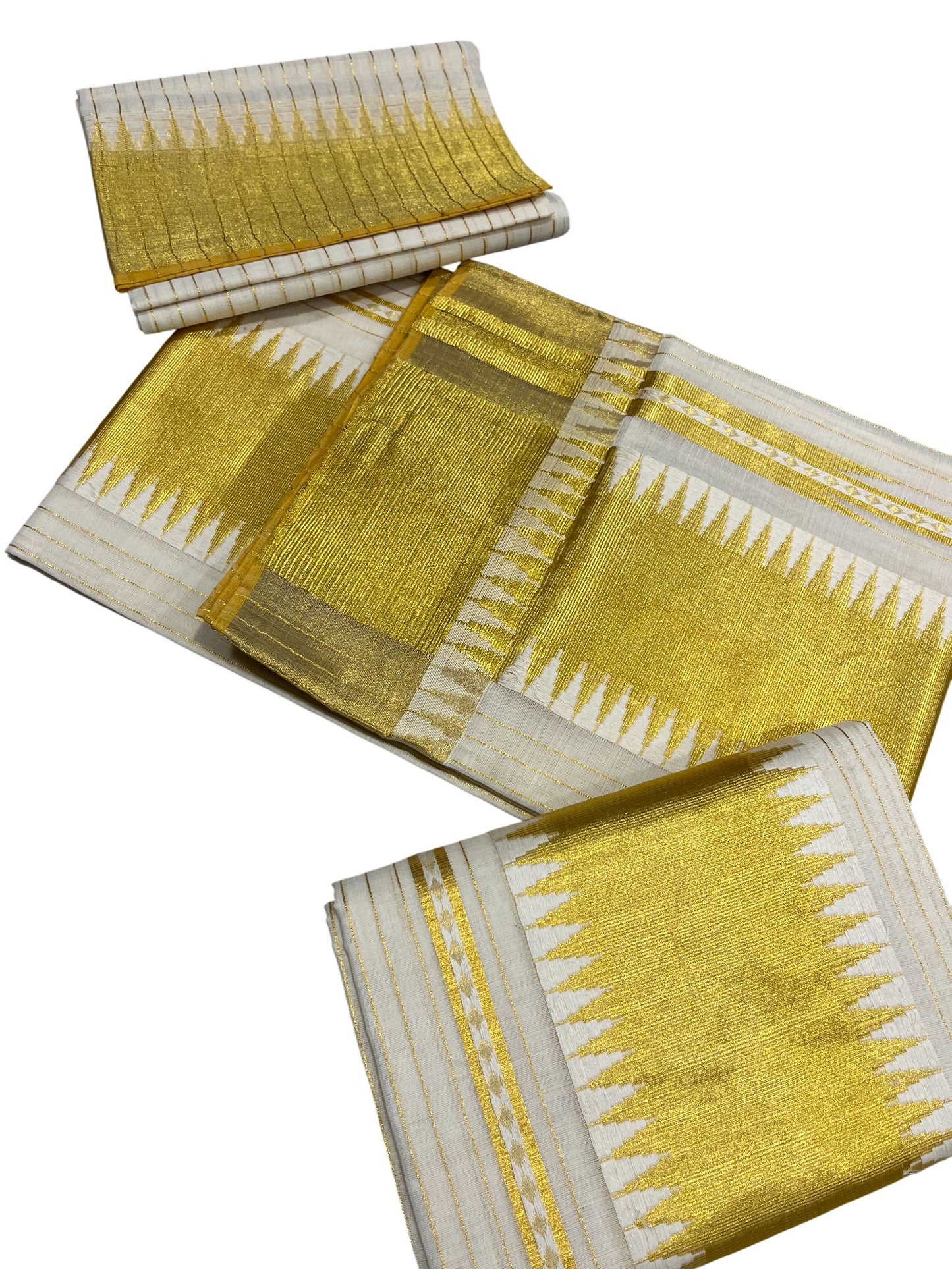 Southloom Premium Handloom Set Mundu with Kasavu and Golden Border (2.80 Mtr)