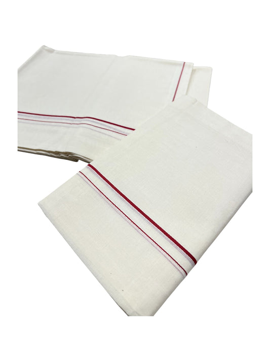 Kerala Cotton Mundum Neriyathum Single (Set Mundu) with Meroon Eerkkil Kara