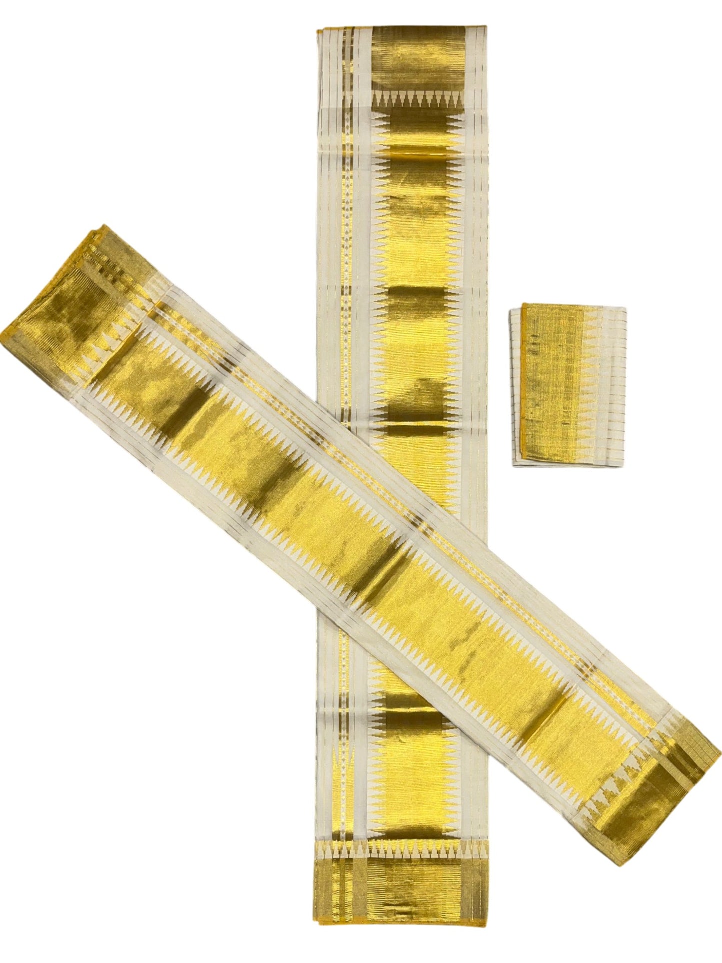 Southloom Premium Handloom Set Mundu with Kasavu and Golden Border (2.80 Mtr)