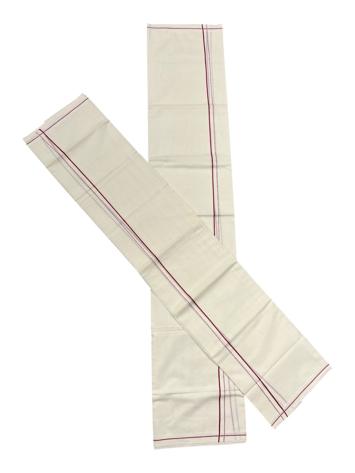 Kerala Cotton Mundum Neriyathum Single (Set Mundu) with Meroon Eerkkil Kara