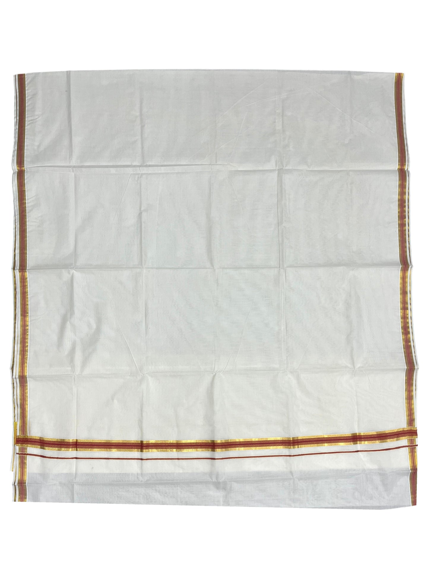 Southloom Pure Cotton Kerala Saree with Kasavu and Brike Red Border