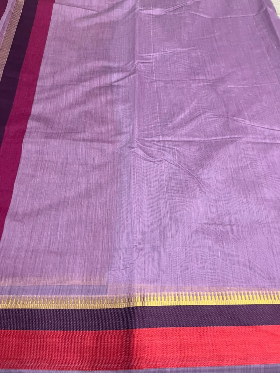 Southloom Maheshwari Cotton Saree With Temple Design on the Body and Borders In Magenta And Voilet SL471