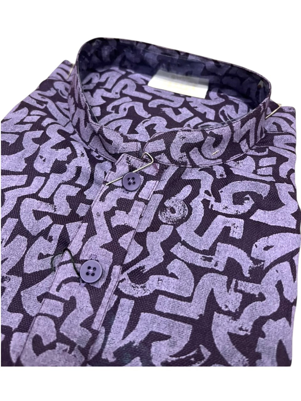 Southloom Purple Printed Semi Silk Short Kurta for Men SL590