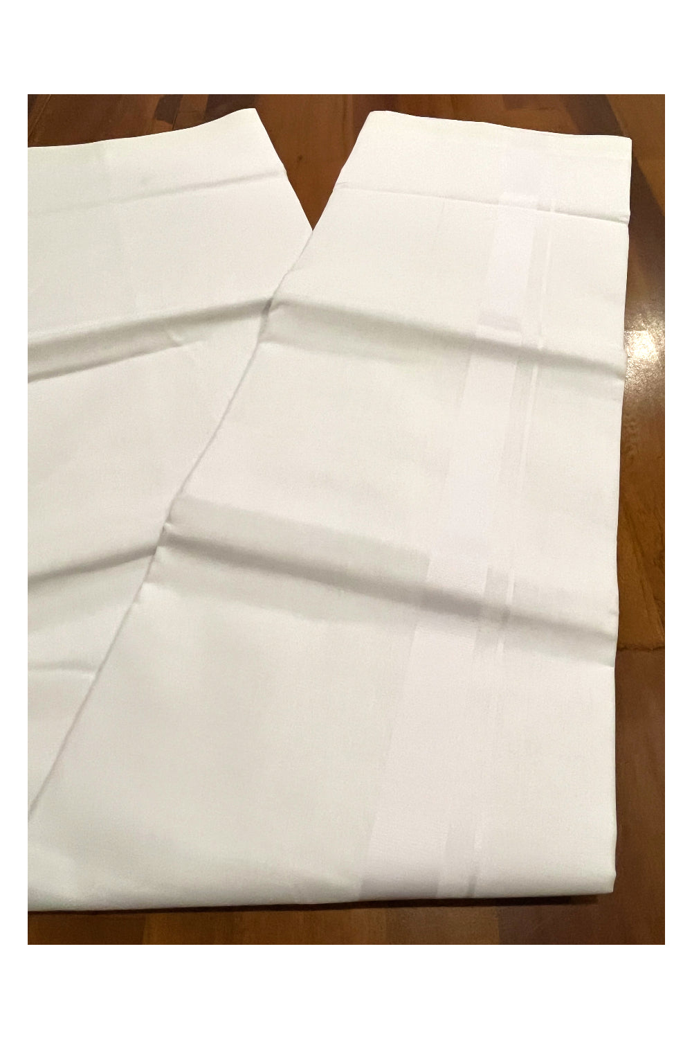 Pure White Cotton Double Mundu with White Border (South Indian Kerala Dhoti)