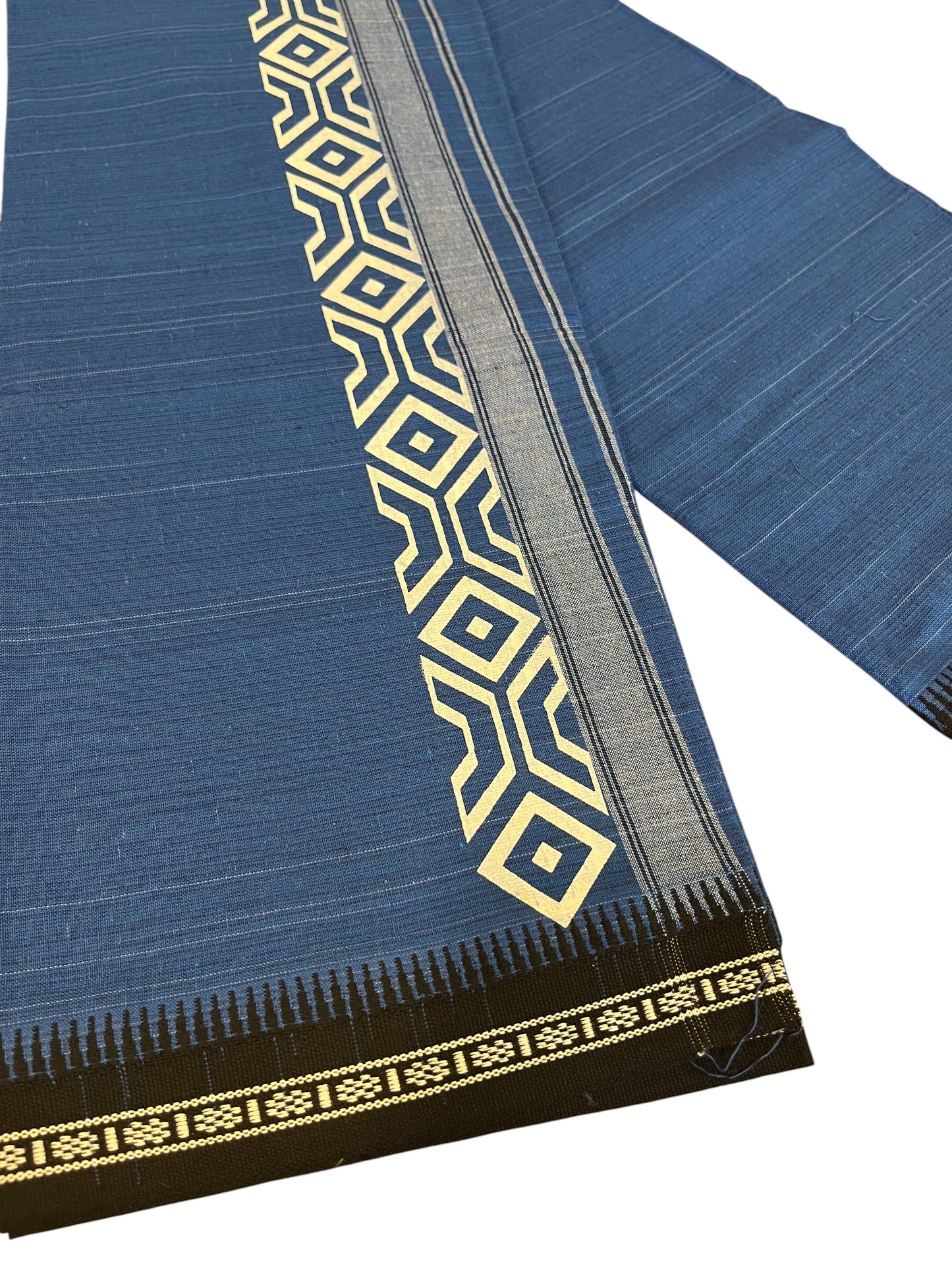 Southloom Blue Printed Single Mundu / Otta Mundu / Lungi (South Indian Kerala Dhoti)