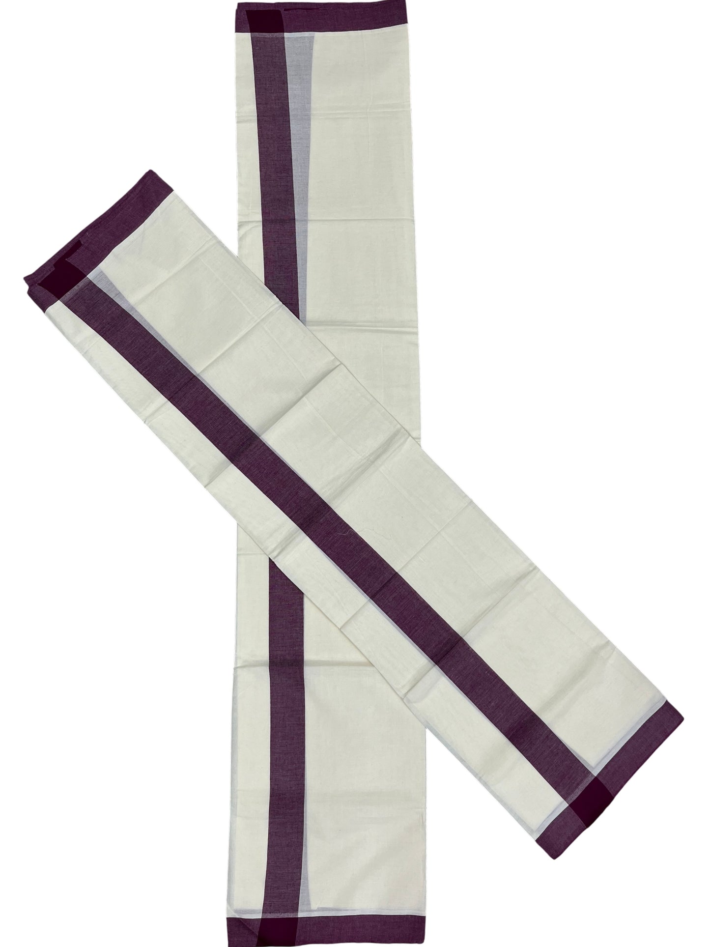 Southloom Kerala Mulloth Cotton Single Mundum Neriyathum with Purple Border