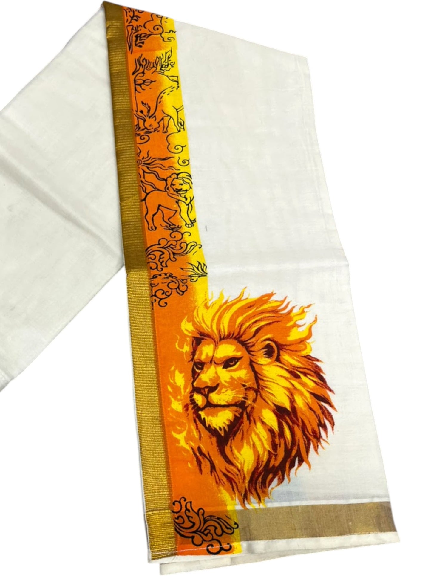 Southloom Cotton Kasavu Printed Kids's Velcro Mundu SLK SL601