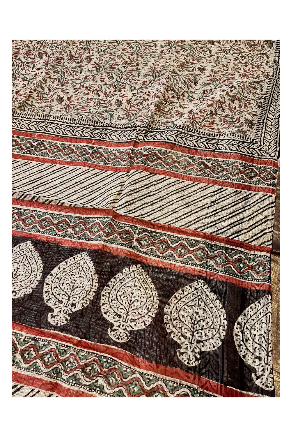 Southloom Kota Fabric Printed Brown Saree