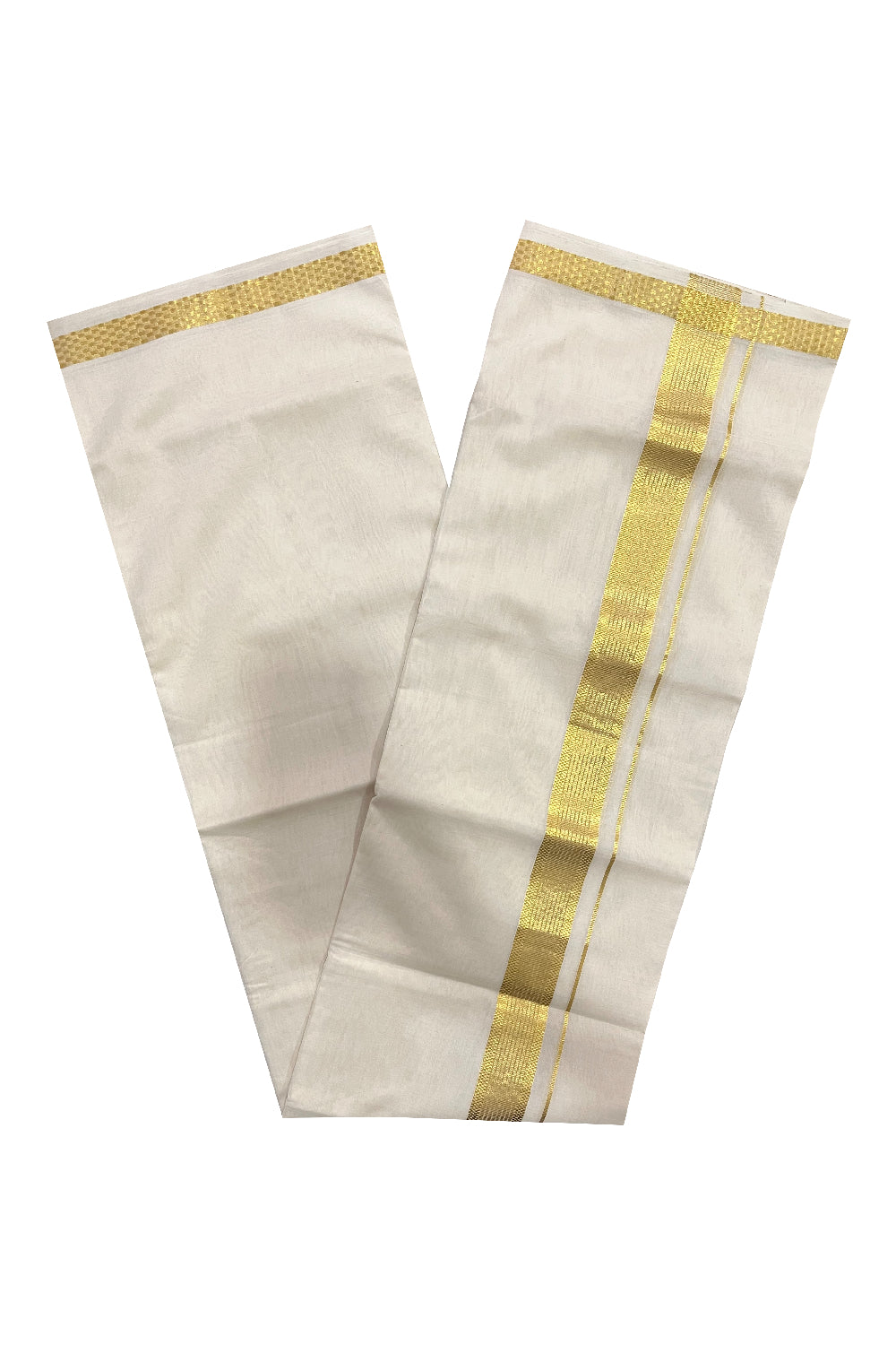 Southloom Premium Balaramapuram Unakkupaavu Wedding Handloom Mundu with Kasavu Lines Border (South Indian Kerala Dhoti)