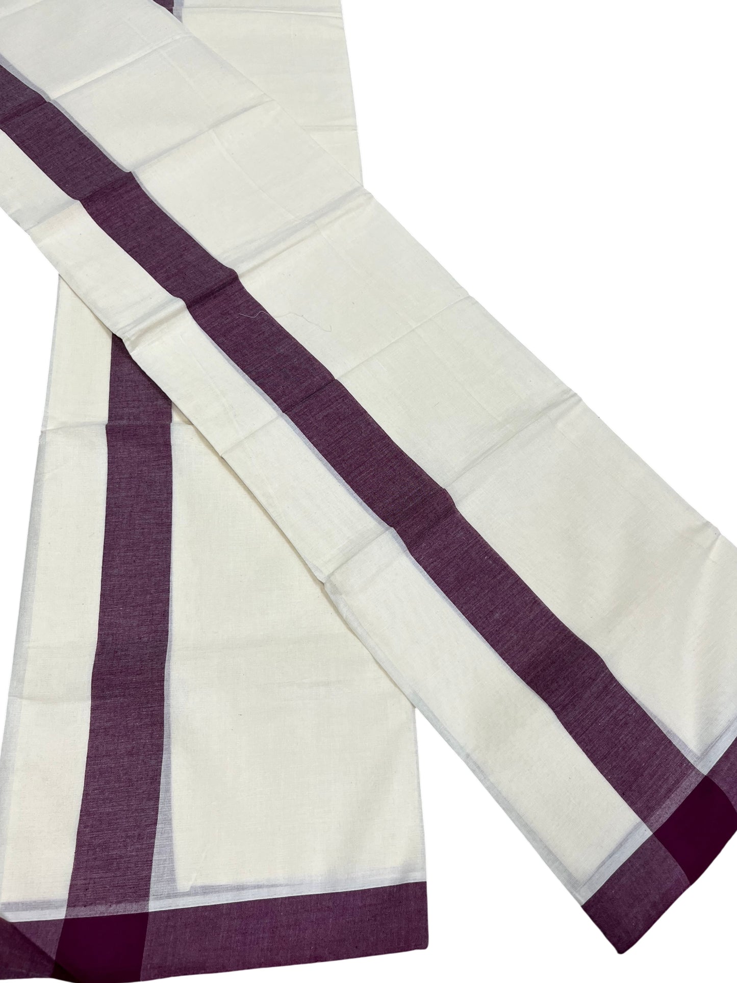 Southloom Kerala Mulloth Cotton Single Mundum Neriyathum with Purple Border