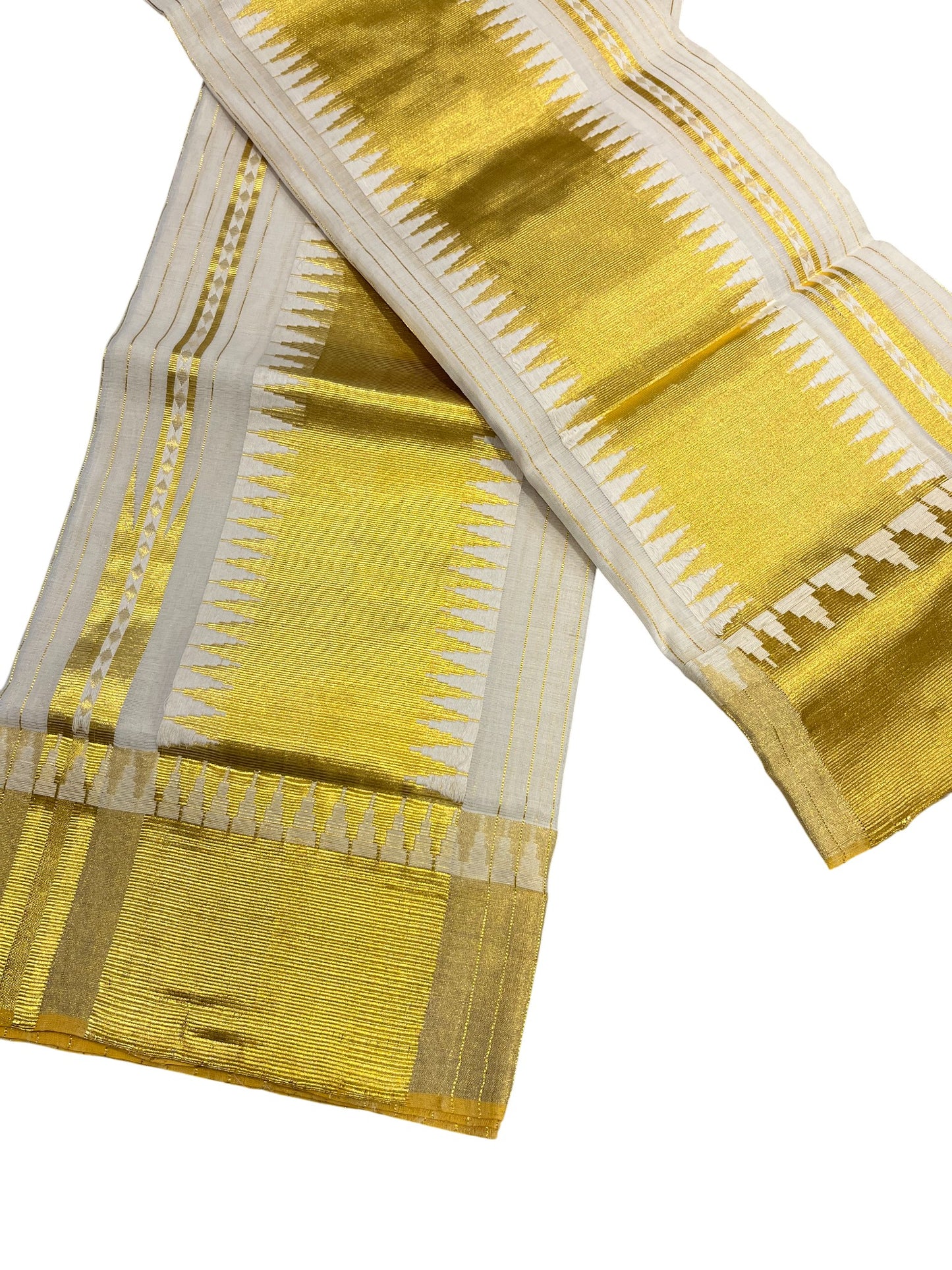 Southloom Premium Handloom Set Mundu with Kasavu and Golden Border (2.80 Mtr)