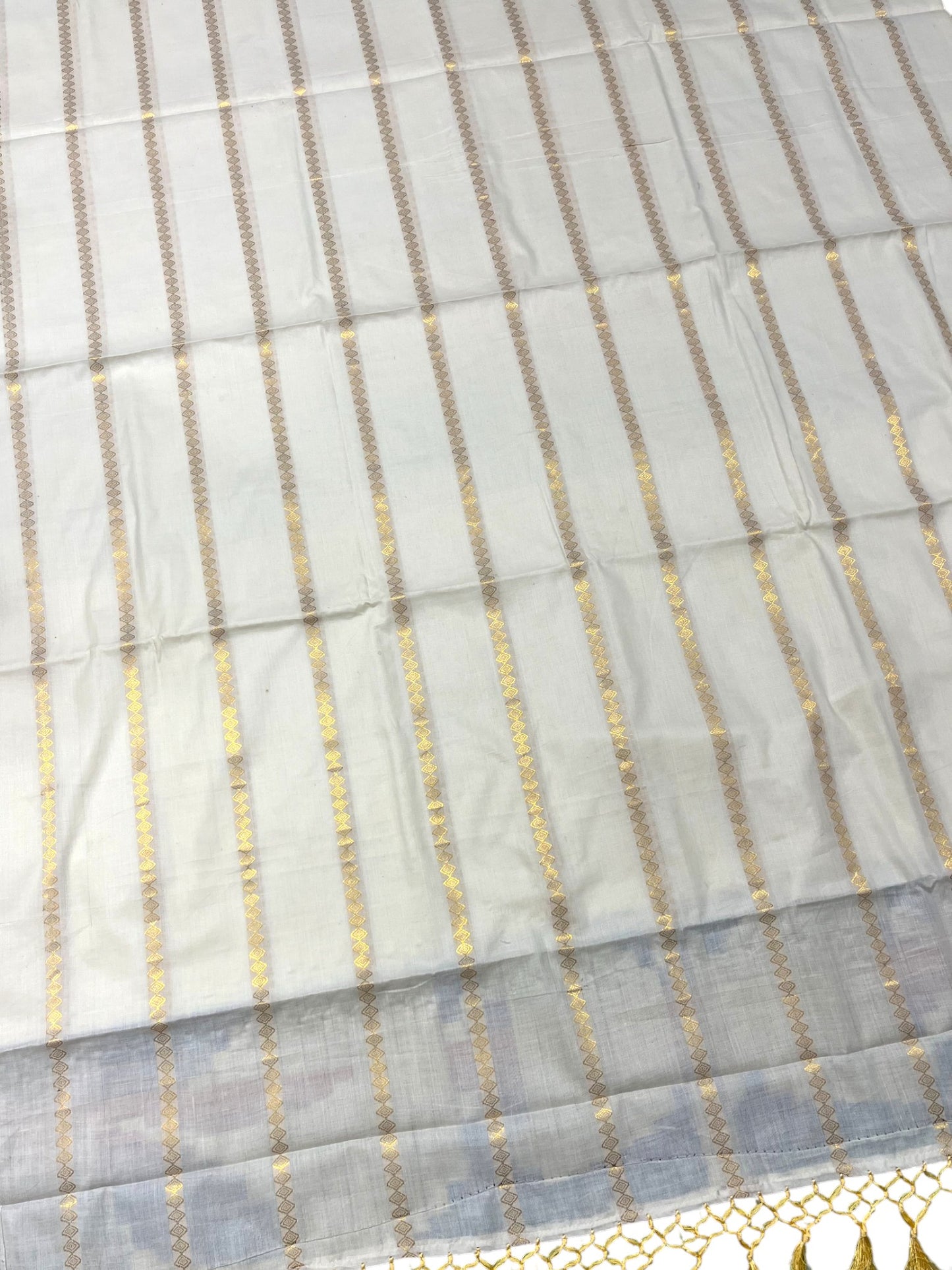 Southloom Kerala Cotton Kasavu Saree with Golden Stripes on Body