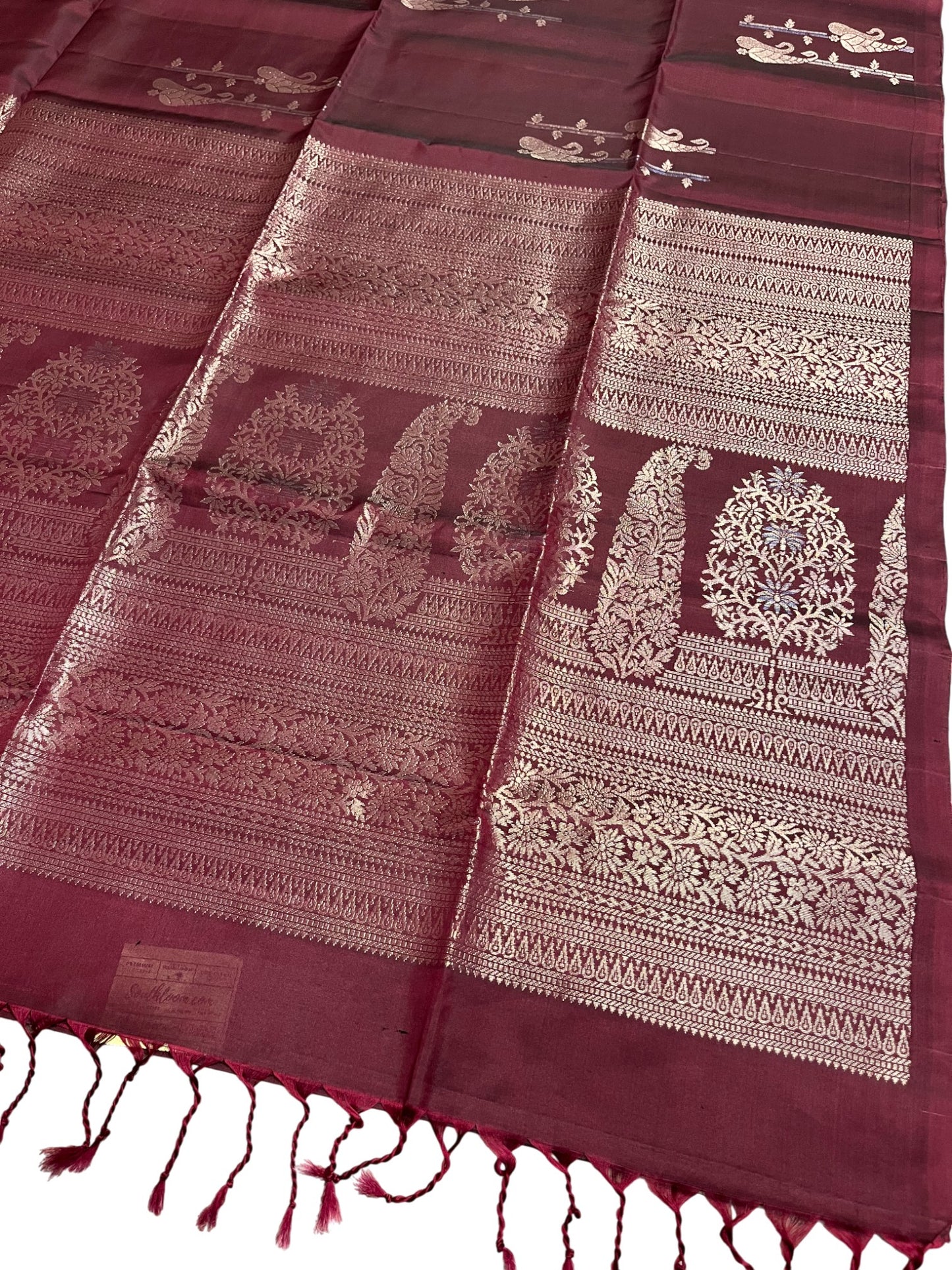Southloom Pure Handloom Bridal Kanchipuram Silk Saree with Korvai Work (Maroon)