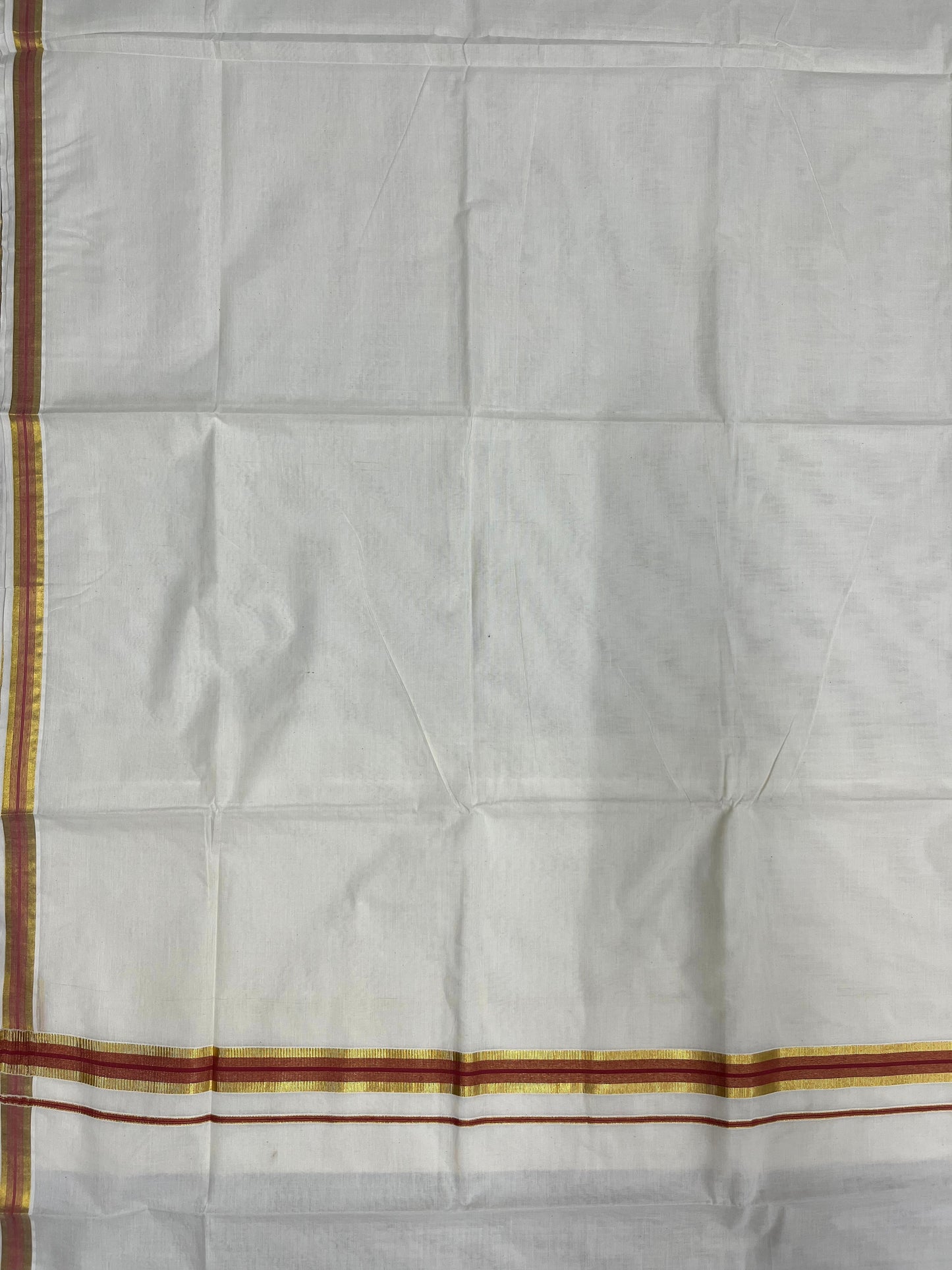 Southloom Pure Cotton Kerala Saree with Kasavu and Brike Red Border