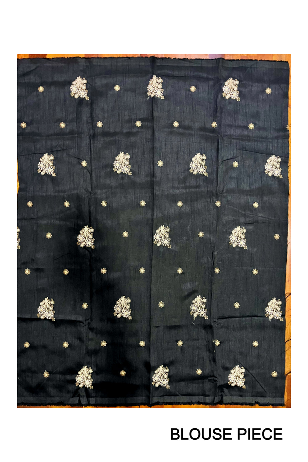 Southloom Off White Tissue Plain Saree with Black Thread Work Blouse Piece