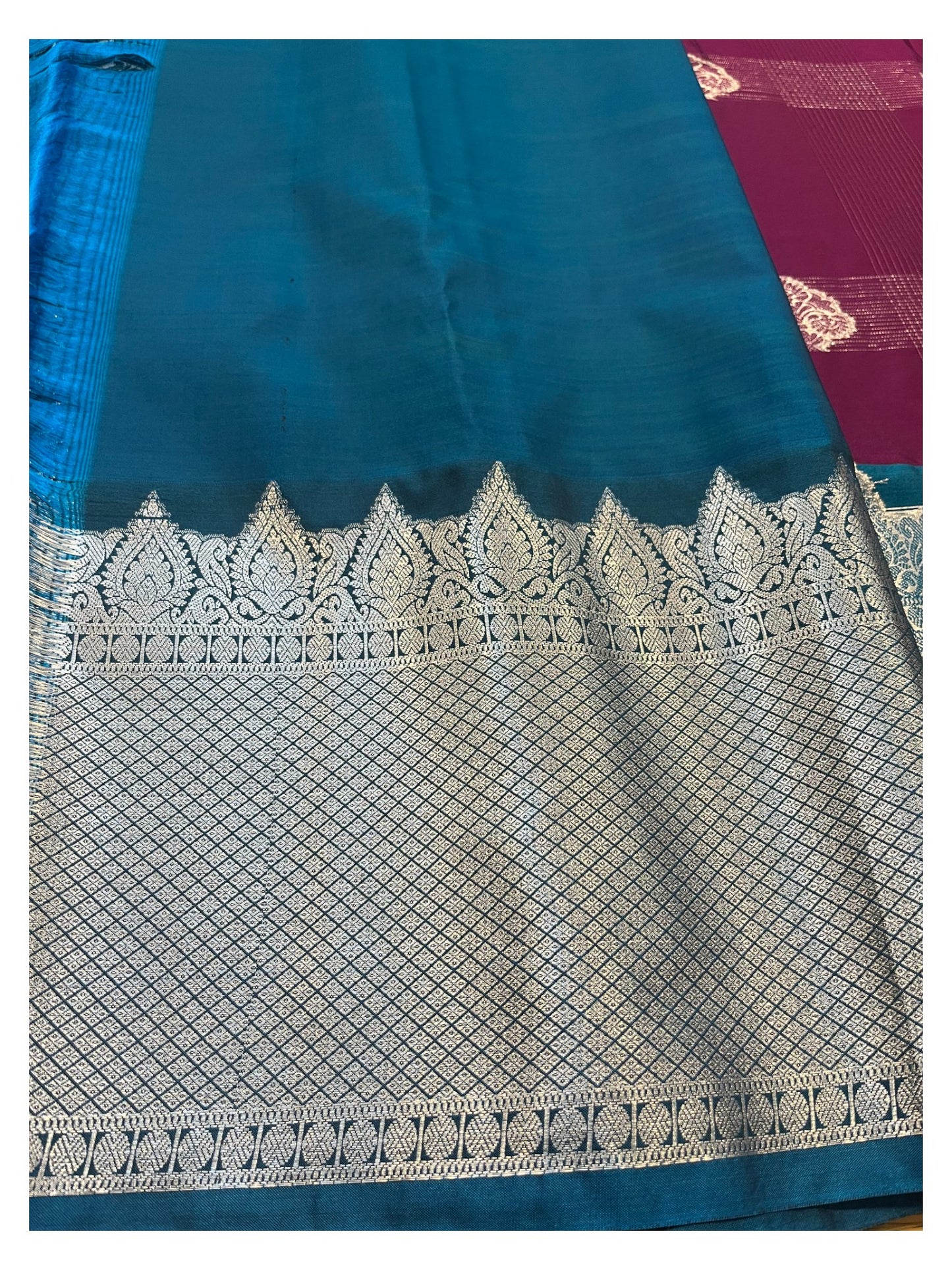 Southloom Banarasi Semi Silk Saree with Woven Work on Body(Purple)