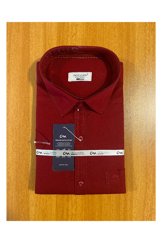 Pure Cotton Maroon Solid Shirt (46 HS)