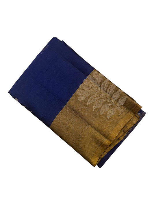 Southloom Pure Handloom Kanchipuram Silk Saree with Butta Work (Blue & Golden)