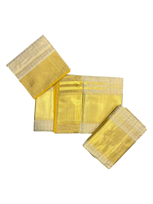 Southloom Premium Handloom Set Mundu with Kasavu and Golden Border (2.80 Mtr)