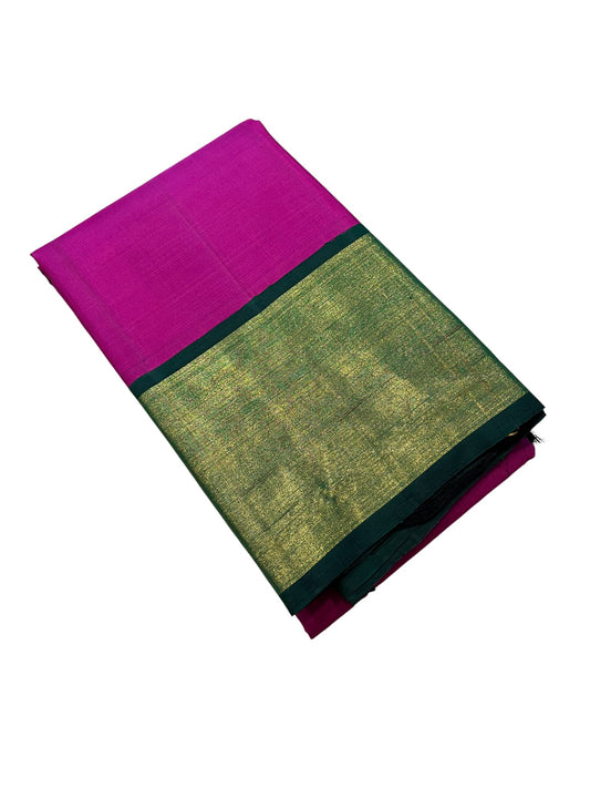 Southloom Premium Bridal Handloom Kanchipuram Silk Saree With Korvai Works (Magenta)