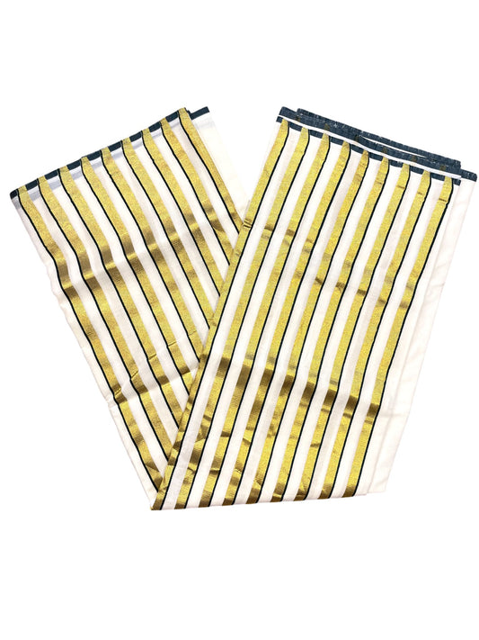 Southloom Puliyilakkara Green and Gold Kasavu Kerala Saree with Woven Blouse