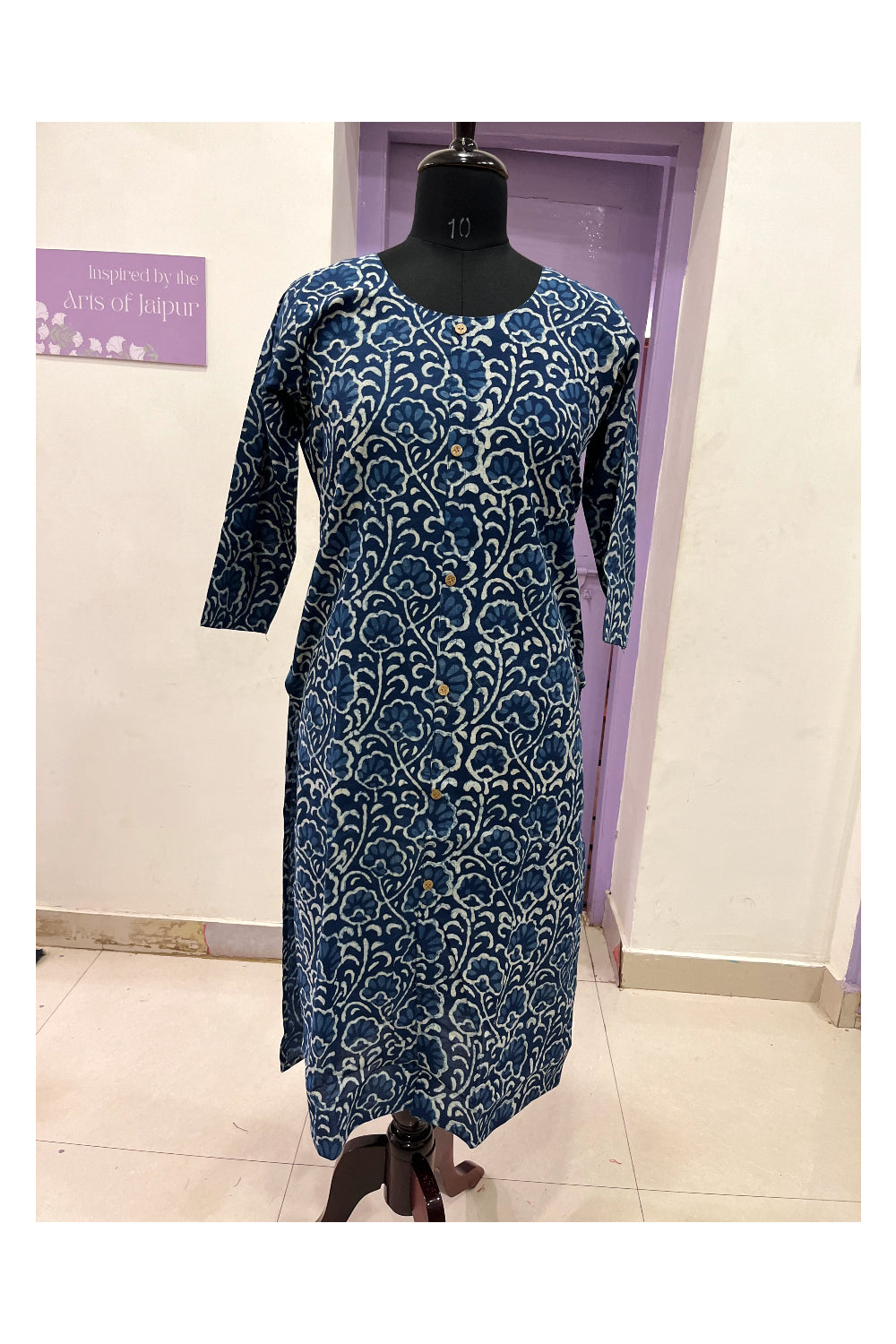 Southloom Jaipur Cotton Indigo Blue Printed Kurti