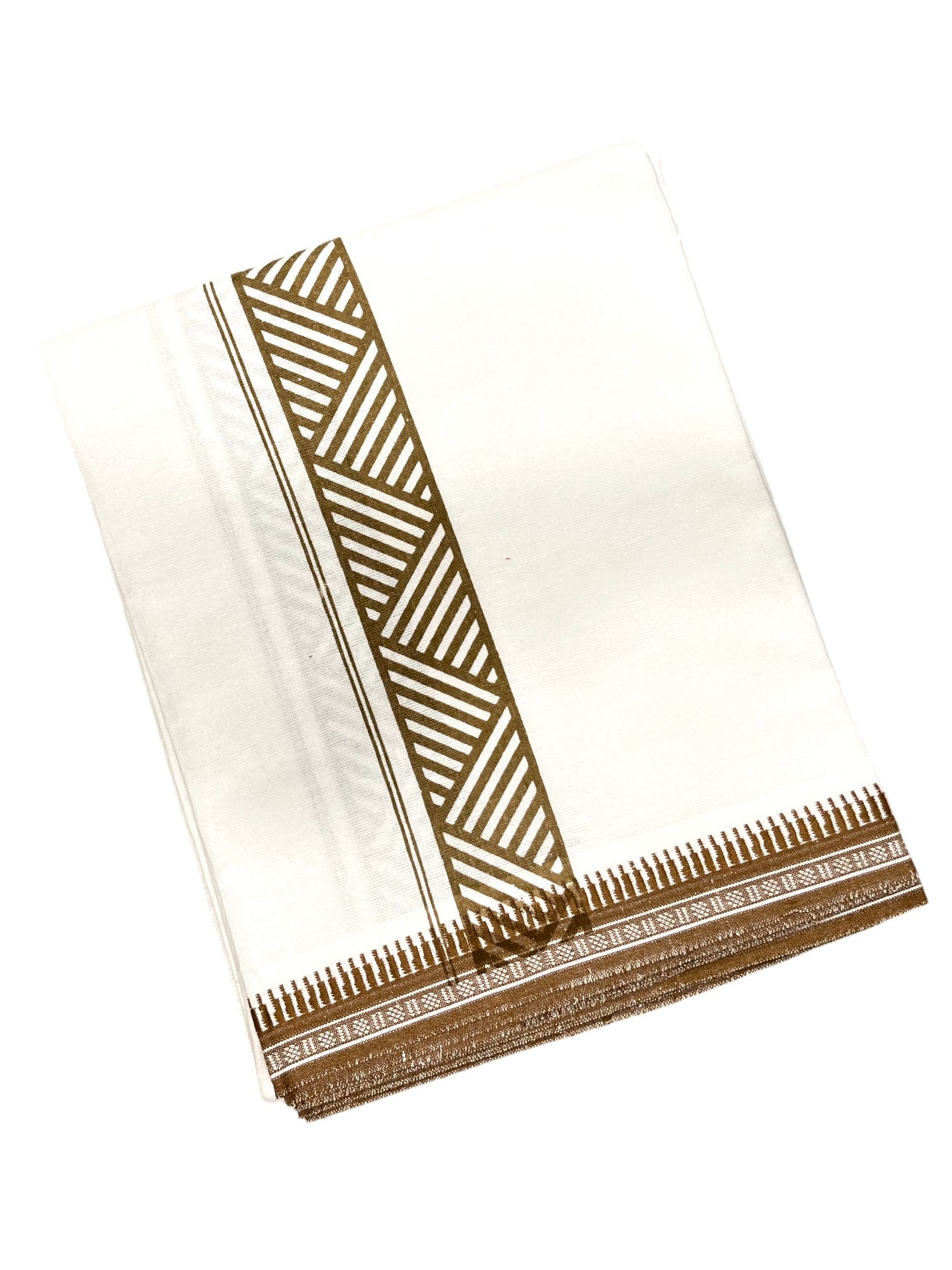 Southloom Off White And Black Printed Single Mundu / Otta Mundu / Lungi (South Indian Kerala Dhoti)