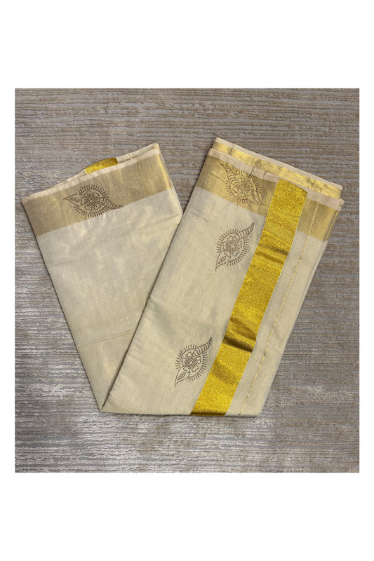 Southloom Kerala Tissue Kasavu Plain Saree with Sequins Works