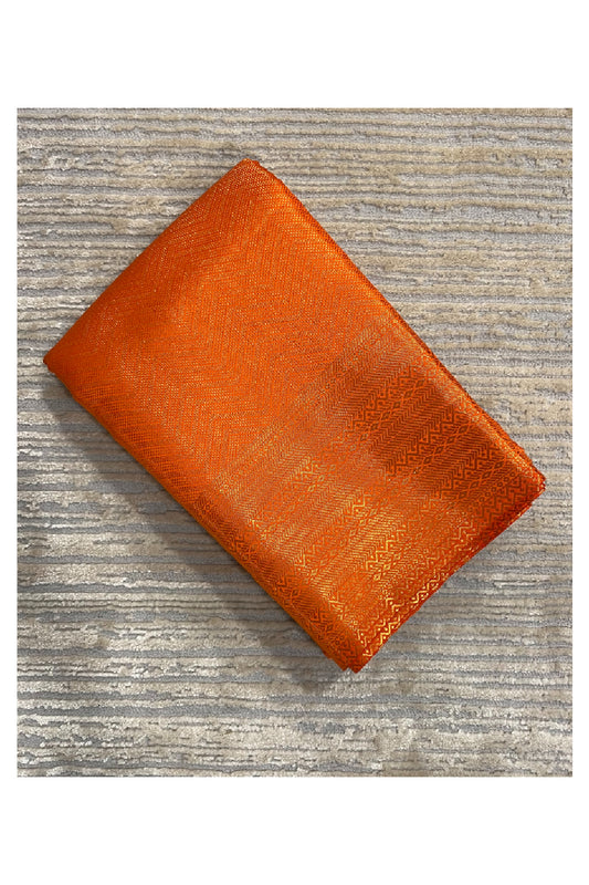 Southloom Brocade Silk Bridal Saree WIth Woven Borders And Blouse Piece in Red and Gold