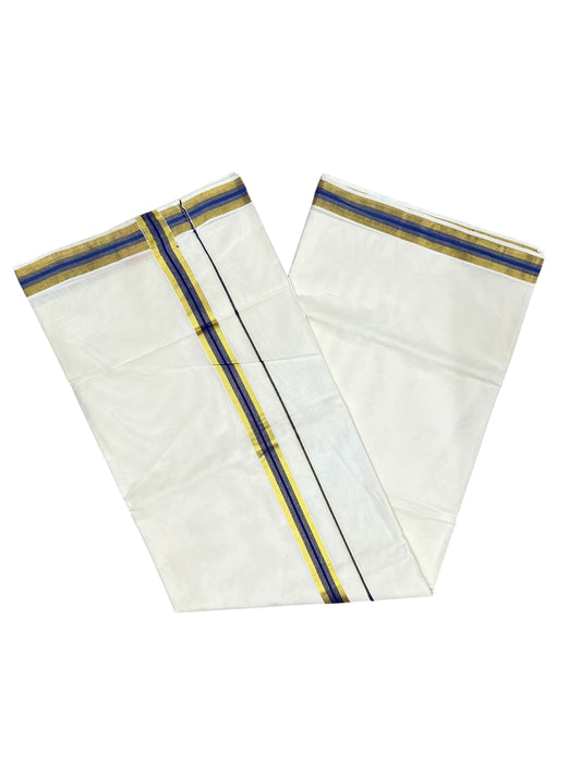 Southloom Pure Cotton Kerala Saree with Kasavu and Blue Border