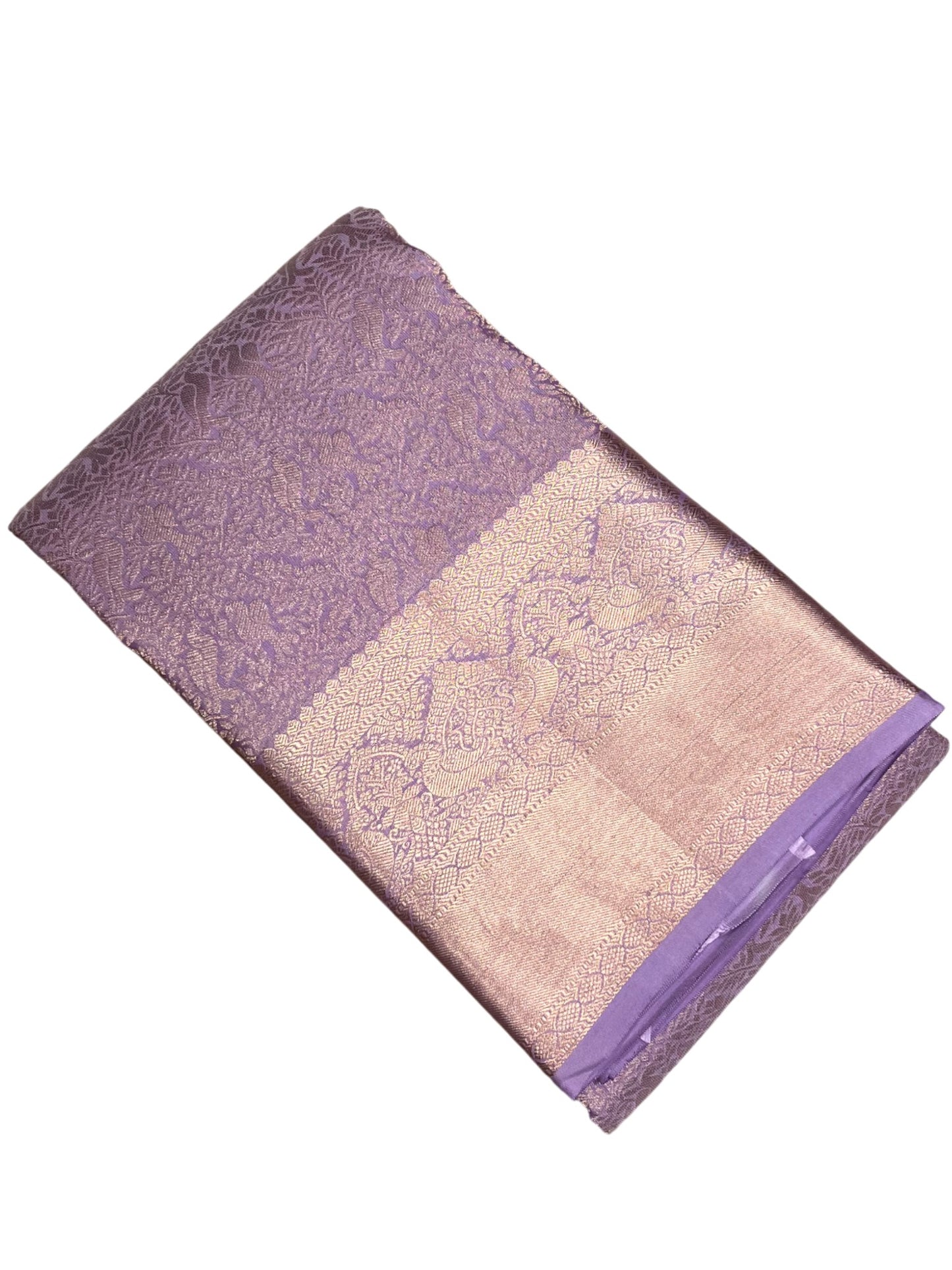 Southloom Pure Handloom Bridal Kanchipuram Silk Saree with Korvai Work (Lavendar)