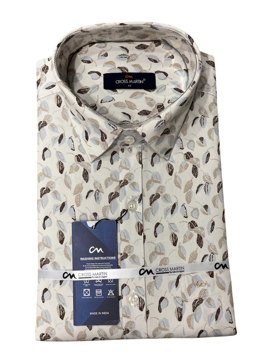 Southloom Pure Cotton Off-White Printed Shirt (XL FS)