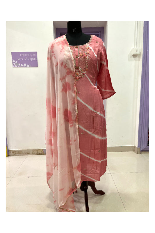 Southloom Stitched Semi Silk Salwar Set in Pink Prints