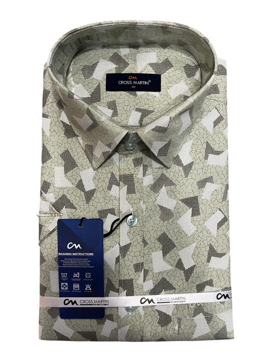 Southloom Pure Cotton Green Printed Shirt (XL HS)