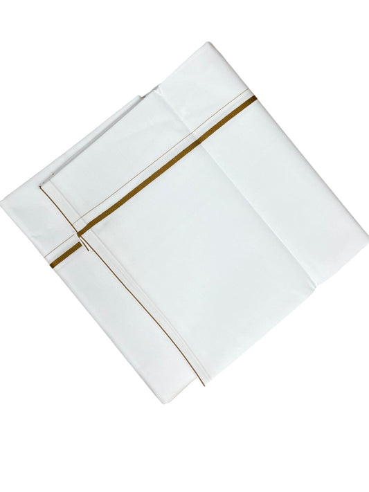 Southloom Pure White Cotton Single Mundu with Yellow Border (South Indian Kerala Dhoti)