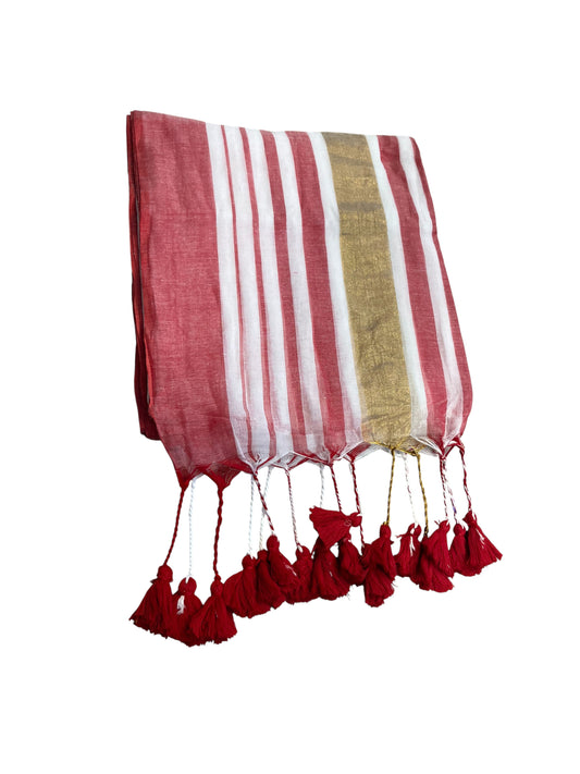 Southloom Mul Cotton 120 x 120 Soft Fabric Saree in Red Colour