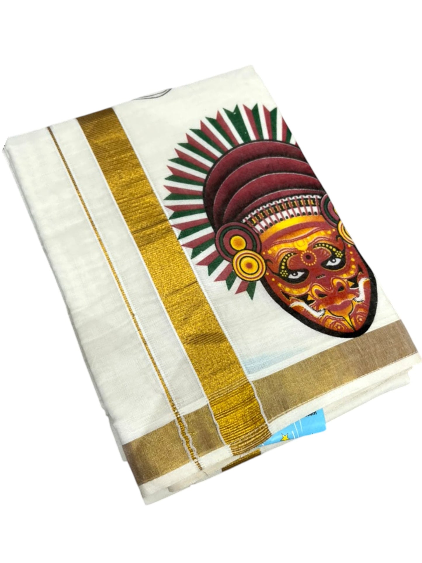 Southloom Cotton Kasavu Printed Kids's Velcro Mundu SLK